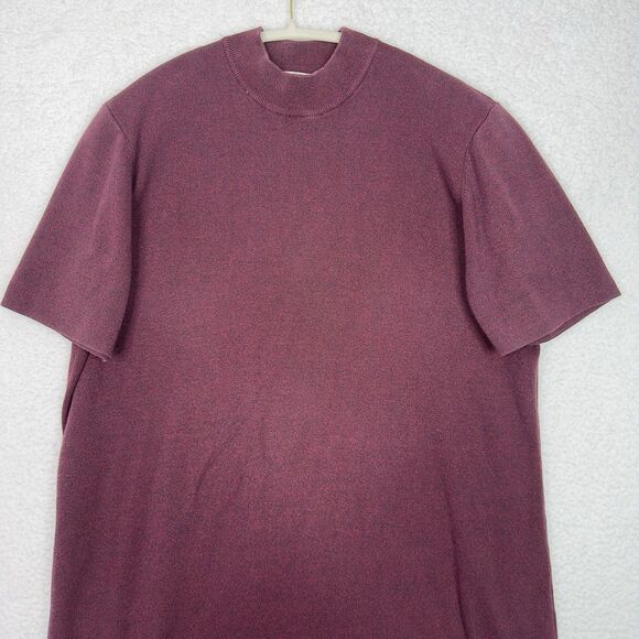 Talbots Women’s 2X Sweater‎ Dress Maroon Cotton Midi Short Sleeve Knit Preppy - Picture 2 of 9